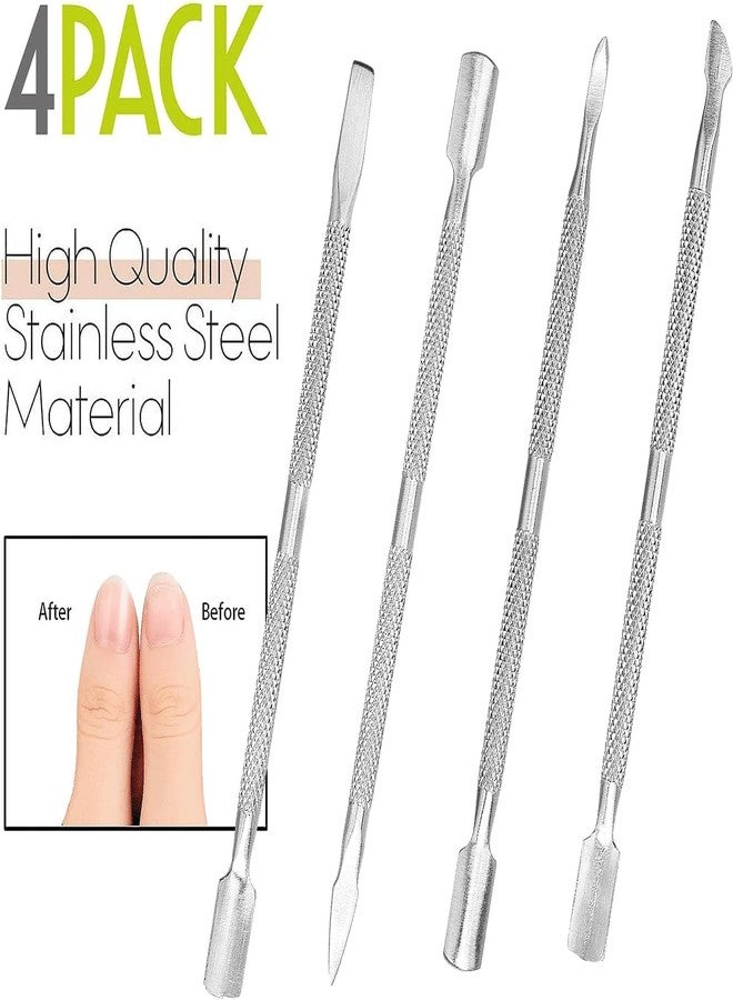 Aruicheng 4pcs Cuticle Pusher Metal Cuticle Pusher Tool Kit Nail Cleaner Cuticle Care Nail Cuticle Remover Tools Nail Scraper Under Nail Cleaner Tool Cuticle Pushers for Fingernails Toenails - Image 5